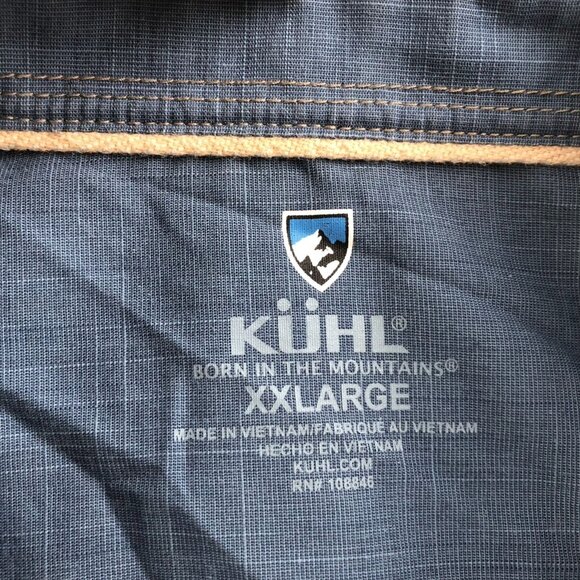 Kühl Men Shirt Size XXL Short Sleeve Button Up Blue Classic Casual Travel Pocket - Picture 11 of 13